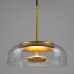 GloboStar® CHARLOTTE 00742 Μοντέρνο Κρεμαστό Φωτιστικό Καμπάνα CREE LED 5W 500lm 180° AC 85-265V IP20 Θερμό Λευκό 2700K Διάφανο Γυαλί με Χρυσό Μέταλλο - Μ23 x Π23 x Υ23cm - 2 Xρόνια Εγγύηση - Image 2