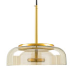 GloboStar® CHARLOTTE 00744 Μοντέρνο Κρεμαστό Φωτιστικό Καμπάνα CREE LED 5W 500lm 180° AC 85-265V IP20 Θερμό Λευκό 2700K Μελί Γυαλί με Χρυσό Μέταλλο - Μ23 x Π23 x Υ23cm - 2 Xρόνια Εγγύηση - Image 4