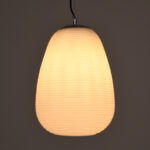 GloboStar® FREYA 00745 Μοντέρνο Κρεμαστό Φωτιστικό Ανάρτηση Μονόφωτο 1 x E27 IP20 Λευκό Γυαλί με Ασημί Μέταλλο - Μ24 x Π24 x Υ35cm - Image 2