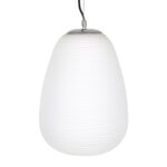 GloboStar® FREYA 00745 Μοντέρνο Κρεμαστό Φωτιστικό Ανάρτηση Μονόφωτο 1 x E27 IP20 Λευκό Γυαλί με Ασημί Μέταλλο - Μ24 x Π24 x Υ35cm - Image 4
