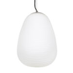 GloboStar® FREYA 00745 Μοντέρνο Κρεμαστό Φωτιστικό Ανάρτηση Μονόφωτο 1 x E27 IP20 Λευκό Γυαλί με Ασημί Μέταλλο - Μ24 x Π24 x Υ35cm - Image 5