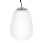 GloboStar® FREYA 00745 Μοντέρνο Κρεμαστό Φωτιστικό Ανάρτηση Μονόφωτο 1 x E27 IP20 Λευκό Γυαλί με Ασημί Μέταλλο - Μ24 x Π24 x Υ35cm - Image 6