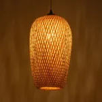 GloboStar® SAN TROPEZ 00764 Boho Κρεμαστό Φωτιστικό Ανάρτηση Μονόφωτο 1 x E27 IP20 Μπεζ Ξύλο - Μ19 x Π19 x Υ42cm