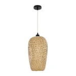 GloboStar® SAN TROPEZ 00764 Boho Κρεμαστό Φωτιστικό Ανάρτηση Μονόφωτο 1 x E27 IP20 Μπεζ Ξύλο - Μ19 x Π19 x Υ42cm - Image 2