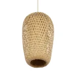 GloboStar® SAN TROPEZ 00764 Boho Κρεμαστό Φωτιστικό Ανάρτηση Μονόφωτο 1 x E27 IP20 Μπεζ Ξύλο - Μ19 x Π19 x Υ42cm - Image 4