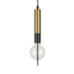 GloboStar® OLVERO 00772 Μοντέρνο Κρεμαστό Φωτιστικό Ανάρτηση Μονόφωτο 1 x E27 IP20 Μαύρο & Χρυσό Μέταλλο - Μ18 x Π4 x Y38cm - Image 4