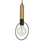 GloboStar® OLVERO 00772 Μοντέρνο Κρεμαστό Φωτιστικό Ανάρτηση Μονόφωτο 1 x E27 IP20 Μαύρο & Χρυσό Μέταλλο - Μ18 x Π4 x Y38cm - Image 6