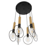 GloboStar® OLVERO 00774 Μοντέρνο Κρεμαστό Φωτιστικό Ανάρτηση Πολύφωτο 6 x E27 IP20 Μαύρο & Χρυσό Μέταλλο - Μ55 x Π55 x Y130cm - Image 6