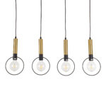 GloboStar® OLVERO 00775 Μοντέρνο Κρεμαστό Φωτιστικό Ράγα Πολύφωτο 4 x E27 IP20 Μαύρο & Χρυσό Μέταλλο - Μ90 x Π18 x Y130cm - Image 4