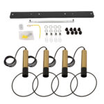 GloboStar® OLVERO 00775 Μοντέρνο Κρεμαστό Φωτιστικό Ράγα Πολύφωτο 4 x E27 IP20 Μαύρο & Χρυσό Μέταλλο - Μ90 x Π18 x Y130cm - Image 9