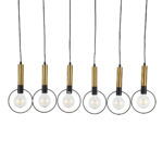 GloboStar® OLVERO 00776 Μοντέρνο Κρεμαστό Φωτιστικό Ράγα Πολύφωτο 6 x E27 IP20 Μαύρο & Χρυσό Μέταλλο - Μ110 x Π18 x Y130cm - Image 5