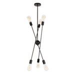 GloboStar® ZANE 00784 Μοντέρνο Φωτιστικό Οροφής Πλέγμα Πολύφωτο 6 x E27 IP20 Μαύρο Μέταλλο - Μ70 x Π70 x Υ100cm - Image 5