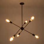 GloboStar® ZANE 00785 Μοντέρνο Φωτιστικό Οροφής Πλέγμα Πολύφωτο 6 x E27 IP20 Χάλκινο Μέταλλο - Μ70 x Π70 x Υ100cm - Image 2