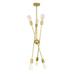 GloboStar® ZANE 00786 Μοντέρνο Φωτιστικό Οροφής Πλέγμα Πολύφωτο 6 x E27 IP20 Χρυσό Μέταλλο - Μ70 x Π70 x Υ100cm - Image 5
