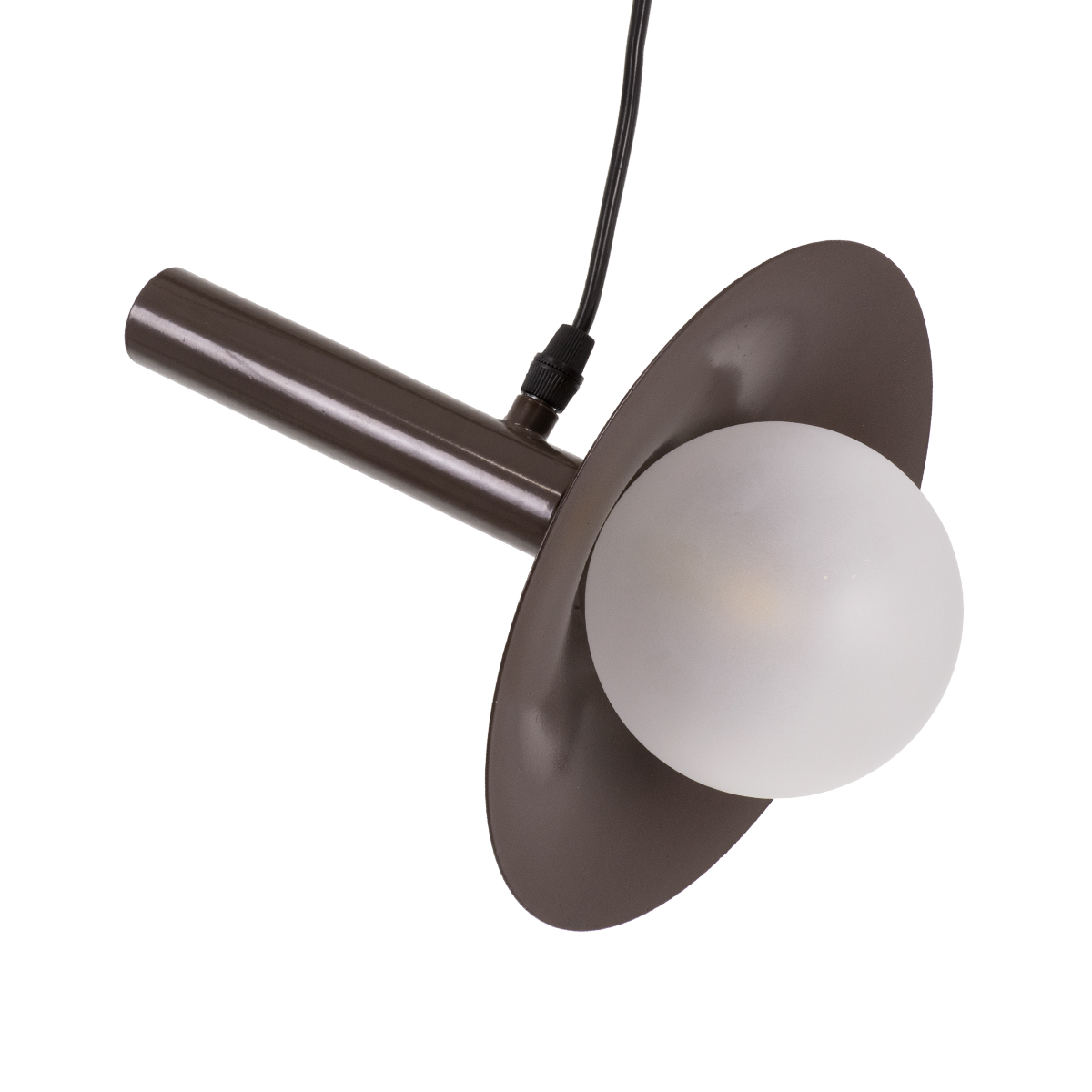 GloboStar® CELEST 00791 Μοντέρνο Κρεμαστό Φωτιστικό Ανάρτηση Μονόφωτο 1 x G9 Καφέ Μέταλλο με Λευκό Γυαλί - Μ20 x Π20 x Υ26.5cm - Image 3