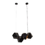 GloboStar® WELLES Replica 00796 Μοντέρνο Κρεμαστό Φωτιστικό Ανάρτηση Πολύφωτο 4 x E14 IP20 Μαύρο & Χρυσό Μέταλλο - Μ68 x Π32 x Υ30cm - Image 2