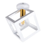 GloboStar® CUBE 00800 Μοντέρνο Φωτιστικό Οροφής Πλέγμα Μονόφωτο 1 x E27 IP20 Λευκό & Χάλκινο Μέταλλο - Μ25 x Π25 x Υ25cm - Image 3