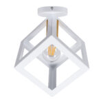 GloboStar® CUBE 00800 Μοντέρνο Φωτιστικό Οροφής Πλέγμα Μονόφωτο 1 x E27 IP20 Λευκό & Χάλκινο Μέταλλο - Μ25 x Π25 x Υ25cm - Image 4
