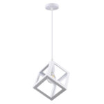 GloboStar® CUBE 00802 Μοντέρνο Κρεμαστό Φωτιστικό Πλέγμα Μονόφωτο 1 x E27 IP20 Λευκό Μέταλλο - Μ25 x Π25 x Υ25cm - Image 2
