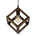 GloboStar® CUBE 00803 Μοντέρνο Κρεμαστό Φωτιστικό Πλέγμα Μονόφωτο 1 x E27 IP20 Μπρούτζινο & Χρυσό Μέταλλο - Μ25 x Π25 x Υ25cm - Image 4