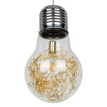 GloboStar® LAMP 00808 Μοντέρνο Κρεμαστό Φωτιστικό Φιγούρα Μονόφωτο 1 x E27 IP20 Ασημί & Χρυσό Μέταλλο με Διάφανο Γυαλί - Μ30 x Π30 x Υ52cm - Image 4