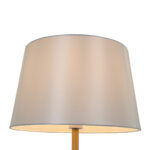 GloboStar® CEDAR 00828 Μοντέρνο Επιδαπέδιο Φωτιστικό Μονόφωτο 1 x E27 IP20 Λευκό Μέταλλο, Λευκό Ύφασμα με Μπεζ Ξύλο - Μ40 x Π40 x Υ148cm - Image 3