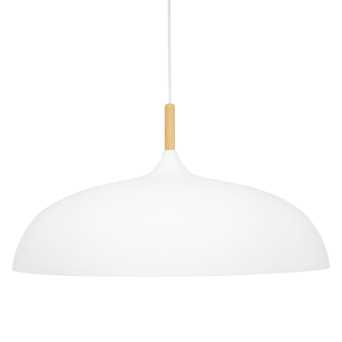 GloboStar® VALLETE 00837 Μοντέρνο Κρεμαστό Φωτιστικό Καμπάνα Μονόφωτο 1 x E27 IP20 Λευκό Μέταλλο με Μπεζ Ξύλο - Μ60 x Π60 x Υ35cm - Image 2