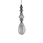 GloboStar® LILY 01561 Vintage Κρεμαστό Φωτιστικό Πλέγμα Μονόφωτο 1 x E27 IP20 Μαύρο Μέταλλο με Λευκό Ύφασμα - Μ90 x Π90 x Υ20cm - Image 6