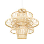 GloboStar® BALI 00861 Boho Κρεμαστό Φωτιστικό Πλέγμα Μονόφωτο 1 x E27 IP20 Μπεζ Ξύλο - Μ45 x Π45 x Υ42.5cm - Image 5