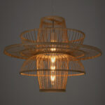 GloboStar® BALI 00862 Boho Κρεμαστό Φωτιστικό Πλέγμα Μονόφωτο 1 x E27 IP20 Μπεζ Ξύλο - Μ60 x Π60 x Υ45cm - Image 2