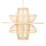 GloboStar® BALI 00862 Boho Κρεμαστό Φωτιστικό Πλέγμα Μονόφωτο 1 x E27 IP20 Μπεζ Ξύλο - Μ60 x Π60 x Υ45cm - Image 4