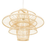 GloboStar® BALI 00862 Boho Κρεμαστό Φωτιστικό Πλέγμα Μονόφωτο 1 x E27 IP20 Μπεζ Ξύλο - Μ60 x Π60 x Υ45cm - Image 5