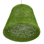 GloboStar® PLAYROOM 00864 Vintage Κρεμαστό Φωτιστικό Καμπάνα Μονόφωτο 1 x E27 IP20 Πράσινο Rattan - Μ32 x Π32 x Υ27cm - Image 5