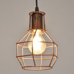 GloboStar® CAGE 00866 Vintage Κρεμαστό Φωτιστικό Πλέγμα Μονόφωτο 1 x E27 IP20 Χάλκινο Μέταλλο - Μ15 x Π15 x Υ22cm - Image 2