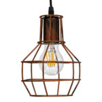 GloboStar® CAGE 00866 Vintage Κρεμαστό Φωτιστικό Πλέγμα Μονόφωτο 1 x E27 IP20 Χάλκινο Μέταλλο - Μ15 x Π15 x Υ22cm - Image 4