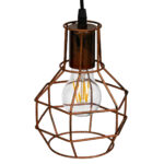 GloboStar® CAGE 00866 Vintage Κρεμαστό Φωτιστικό Πλέγμα Μονόφωτο 1 x E27 IP20 Χάλκινο Μέταλλο - Μ15 x Π15 x Υ22cm - Image 6