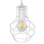 GloboStar® CAGE 00867 Vintage Κρεμαστό Φωτιστικό Πλέγμα Μονόφωτο 1 x E27 IP20 Λευκό Μέταλλο - Μ15 x Π15 x Υ22cm - Image 6