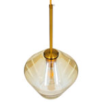 GloboStar® AMARIS 00869 Μοντέρνο Κρεμαστό Φωτιστικό Ανάρτηση Μονόφωτο 1 x E27 IP20 Μελί Γυαλί με Χρυσό Μέταλλο - Μ22 x Π22 x Y22cm - Image 5