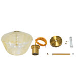 GloboStar® AMARIS 00870 Μοντέρνο Κρεμαστό Φωτιστικό Ανάρτηση Μονόφωτο 1 x E27 IP20 Μελί Γυαλί με Χρυσό Μέταλλο - Μ30 x Π30 x Y22cm - Image 6