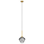 GloboStar® AMARIS 00872 Μοντέρνο Κρεμαστό Φωτιστικό Ανάρτηση Μονόφωτο 1 x E27 IP20 Διάφανο Γυαλί με Χρυσό Μέταλλο - Μ22 x Π22 x Y22cm - Image 2