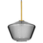 GloboStar® AMARIS 00873 Μοντέρνο Κρεμαστό Φωτιστικό Ανάρτηση Μονόφωτο 1 x E27 IP20 Διάφανο Γυαλί με Χρυσό Μέταλλο - Μ30 x Π30 x Y22cm - Image 3