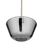 GloboStar® AMARIS 00873 Μοντέρνο Κρεμαστό Φωτιστικό Ανάρτηση Μονόφωτο 1 x E27 IP20 Διάφανο Γυαλί με Χρυσό Μέταλλο - Μ30 x Π30 x Y22cm - Image 4