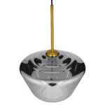 GloboStar® AMARIS 00873 Μοντέρνο Κρεμαστό Φωτιστικό Ανάρτηση Μονόφωτο 1 x E27 IP20 Διάφανο Γυαλί με Χρυσό Μέταλλο - Μ30 x Π30 x Y22cm - Image 5