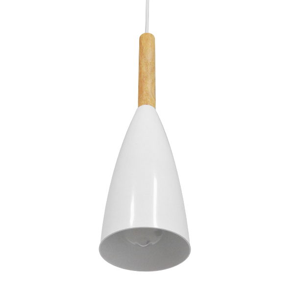 GloboStar® DILLON 00876 Μοντέρνο Κρεμαστό Φωτιστικό Καμπάνα Μονόφωτο 1 x E27 IP20 Λευκό Μέταλλο - Μ11 x Π11 x Υ36cm - Image 3