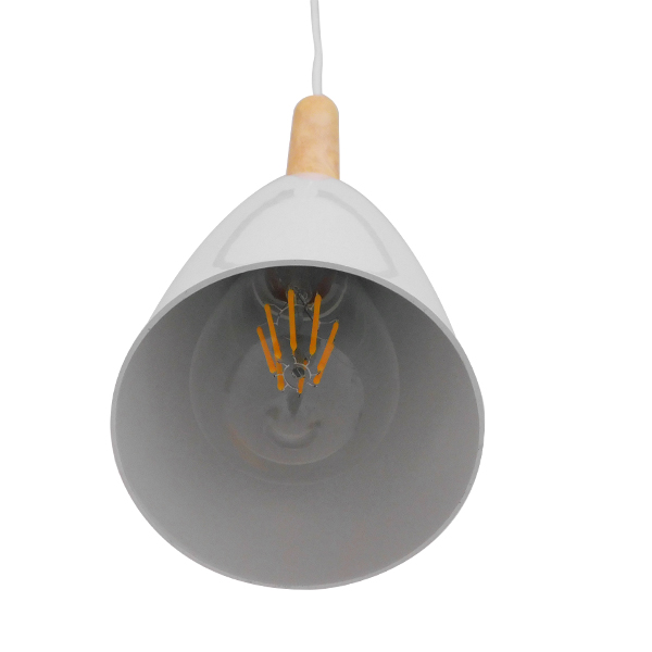 GloboStar® DILLON 00876 Μοντέρνο Κρεμαστό Φωτιστικό Καμπάνα Μονόφωτο 1 x E27 IP20 Λευκό Μέταλλο - Μ11 x Π11 x Υ36cm - Image 5