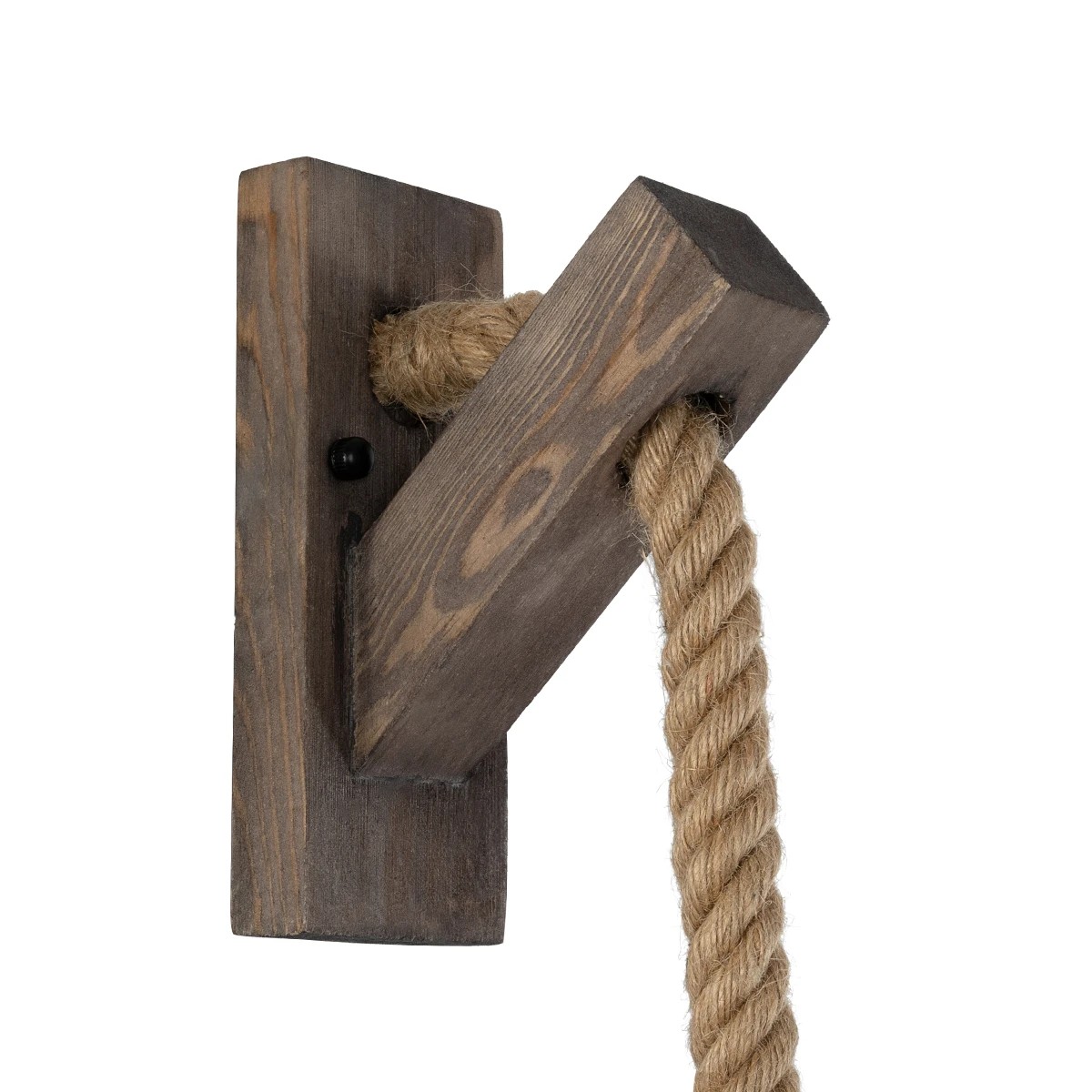 GloboStar® VANITY 00878 Vintage Επιτοίχιο Φωτιστικό Απλίκα Μονόφωτο 1 x E27 IP20 Καφέ Ξύλο με Μπεζ Σχοινί - Μ7 x Π15 x Υ30cm - Image 5