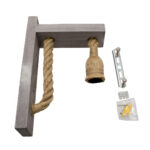 GloboStar® KENSI 00879 Vintage Επιτοίχιο Φωτιστικό Απλίκα Μονόφωτο 1 x E27 IP20 Γκρι Ξύλο με Μπεζ Σχοινί - Μ7 x Π20 x Υ30cm - Image 6