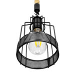 GloboStar® MASON 00881 Vintage Κρεμαστό Φωτιστικό Ανάρτηση Μονόφωτο 1 x E27 IP20 Μαύρο Μέταλλο με Μπεζ Σχοινί - Μ15 x Π15 x Υ24cm - Image 4
