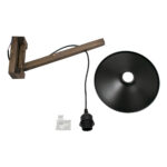 GloboStar® JONAS 00882 Vintage Επιτοίχιο Φωτιστικό Απλίκα Μονόφωτο 1 x E27 IP20 Καφέ Ξύλο με Μαύρο Μέταλλο - Μ26 x Π50 x Υ50cm - Image 5