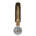 GloboStar® FLYN 00883 Vintage Επιτοίχιο Φωτιστικό Απλίκα Μονόφωτο 1 x E27 IP20 Καφέ Ξύλο με Μπεζ Σχοινί - Μ7 x Π19 x Υ28cm - Image 2